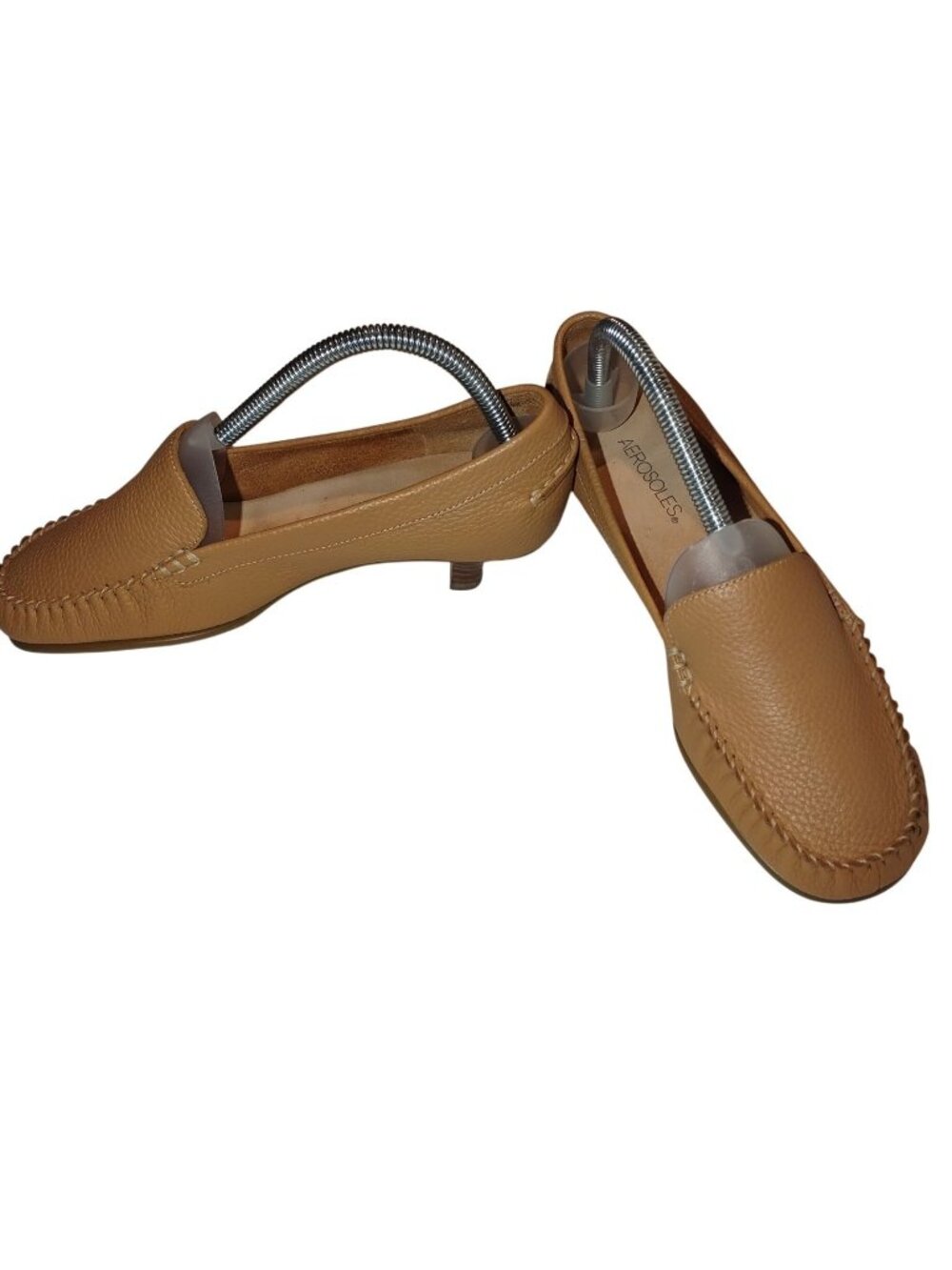 Aerosoles Womens Tan Leather Loafer Heels Size US 8 EU 38 MOCCASINS